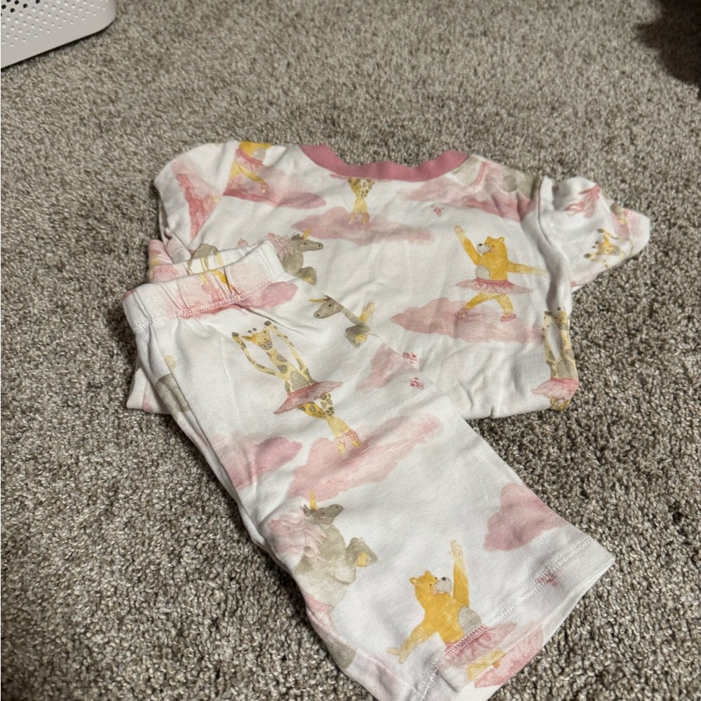 Burt's Bees Kids Pajama Set - Pink and White with Bear Design